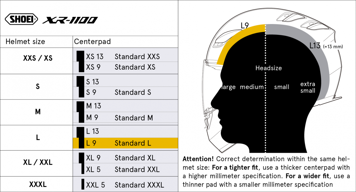 Kopfpolster L9 (XR11) Type-B | XR-1100 | Full Face Helmets 